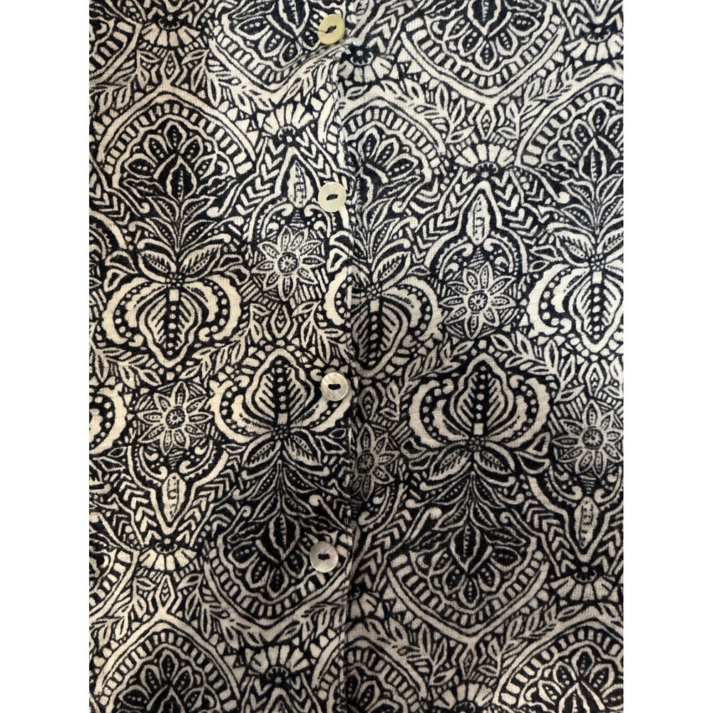 RACHEL ZOE Linen Paisley Cap Sleeve Top XXL Coastal Flowy Boho Everyday Casual - Picture 7 of 7